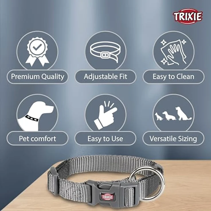 TRIXIE DOG Copenhagen Trixie Hundehalsband, Premium, Größe M/L, Grau – Bild 3
