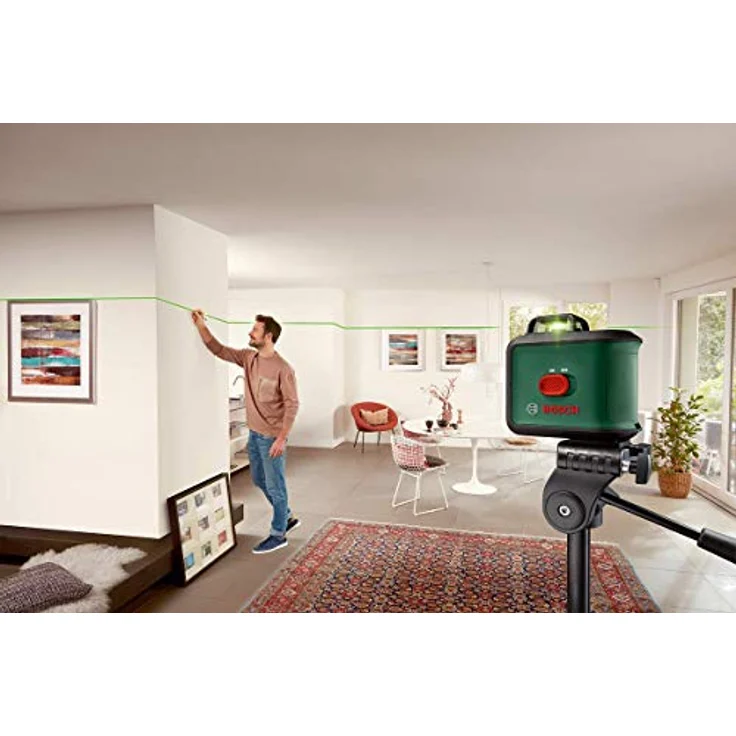 Bosch Kreuzlinienlaser UniversalLevel 360 (Stativ und Klemme, grüner Laser, Arbeitsbereich: bis zu 24 m, Genauigkeit: ± 0,4 mm-m, selbstnivellierend: bis ± 4°, 4x AA-Batterien, im Karton) – Bild 4