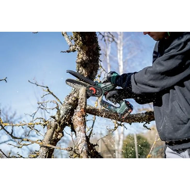 Metabo MS 18 LTX 15, Akku Kettensäge mit 15 cm Sägeschiene und sicherem Griffschutz, 18 V/2,0 Ah – Bild 3
