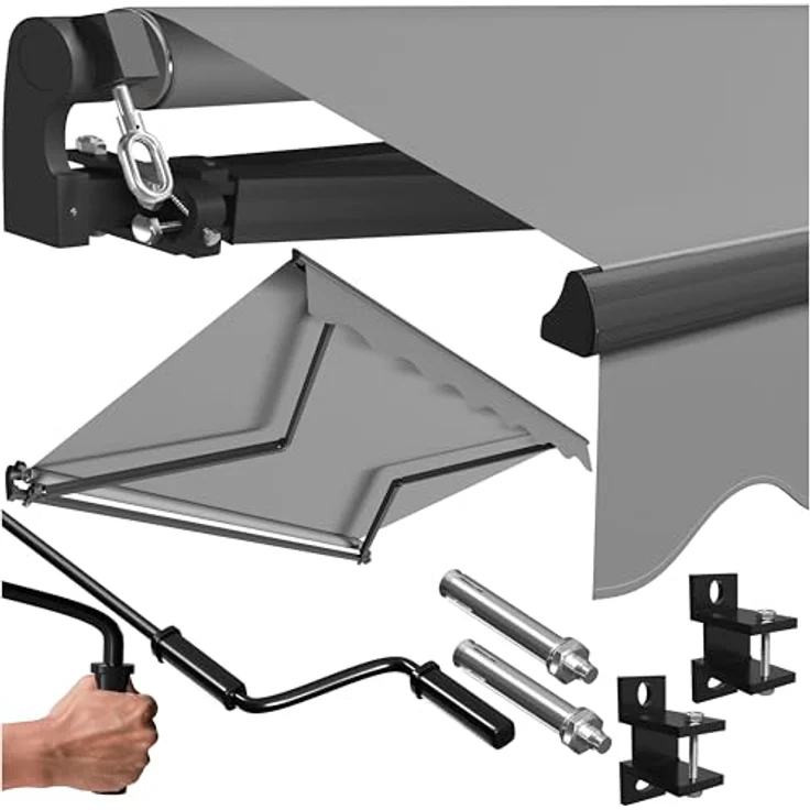 KESSER® Gelenkarmmarkise 300 x 250 cm, wasserabweisende Terrassenmarkise mit Wandhalterung, Alu/Polyester, grau – Bild 1