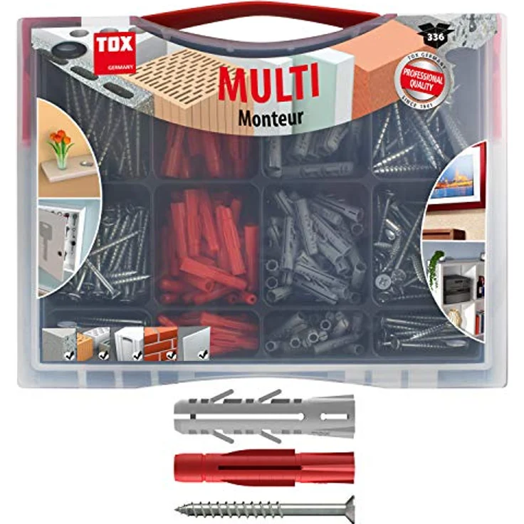 TOX Sortiment Monteur Multi, 336-tlg. mit Allzweckdübel TRI und Spreizdübel Barracuda, ø 5, 6 und 8 mm, ideal für Beton und Vollstein – Bild 1