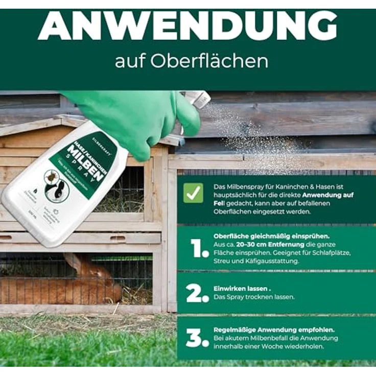 Silberkraft Milbenspray für Hase/Kaninchen, effektives Kontakt- und Umgebungsspray, 500 ml, ohne Nervengifte – Bild 5