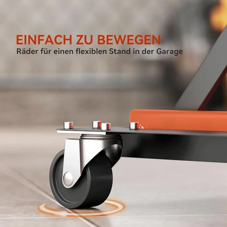 HOMCOM Motorradhebebühne 500 kg, höhenverstellbar von 135-390 mm, mit rutschfester Plattform und 360° drehbaren Rädern, für Garage & Außenbereiche – Bild 3