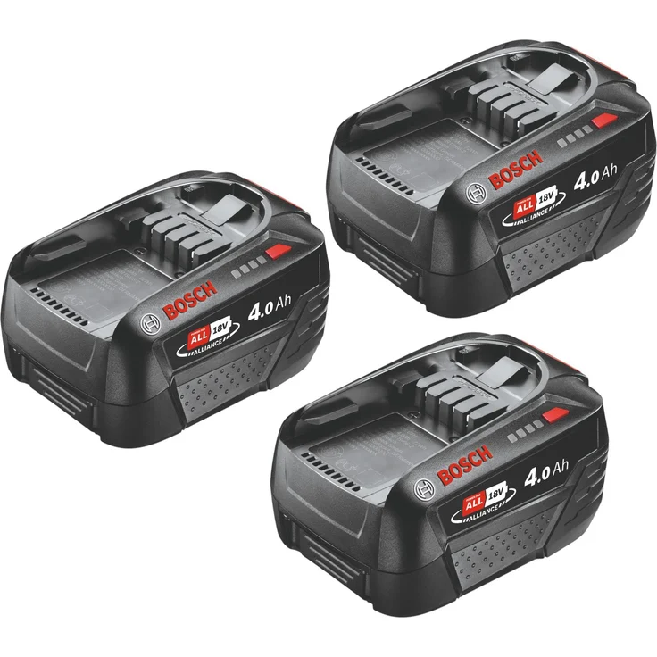 Bosch PBA 18V 4.0Ah W-C Akku, 3er Set, 18 V, Power for All System, ideal für DIY- und Gartenarbeiten