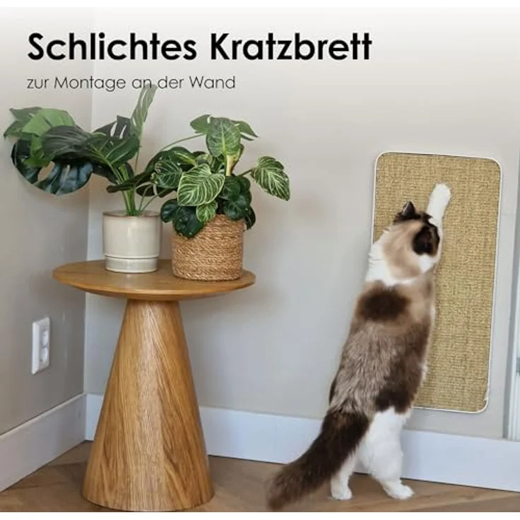 LucyBalu® Katzen Kratzbrett für die Wand, Austauschbare Sisal Kratzmatte mit Metallrahmen, Weiß, Kratzschutz und Wall-Mount Design – Bild 2