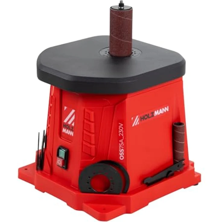 Holzmann OSS75A, Spindelschleifmaschine mit 450 W Leistung, max. Schleifhöhe 98 mm, umfangreiches Schleifhülsensortiment – Bild 1
