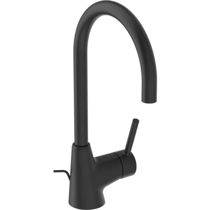 Ideal Standard BC195XG Ceraline Waschtischarmatur mit Ablauf, hoher Auslauf, 360° schwenkbar, Wassersparend, Schwarz (Silk Black) – Bild 1