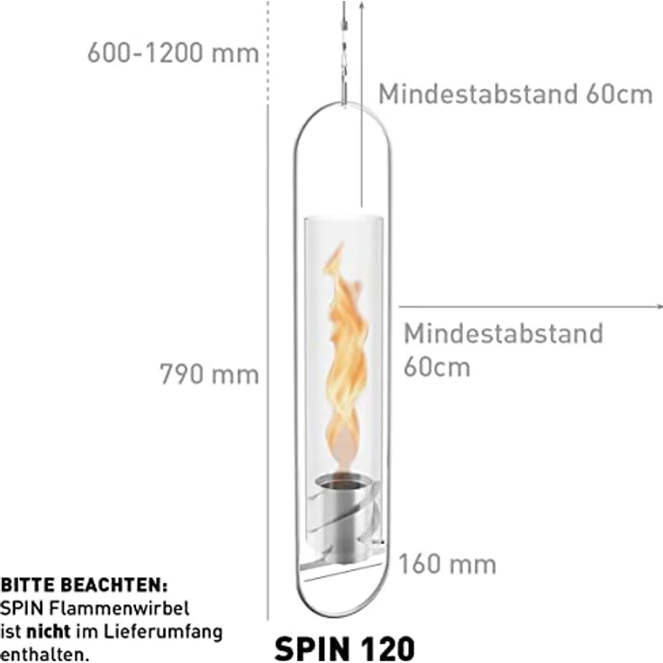höfats Spin 120/1200 Hänger Silber - Hängelösung aus Edelstahl für SPIN Tischfeuer - Indoor und Outdoor geeignet – Bild 3