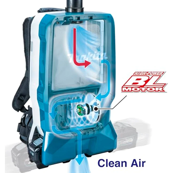 Makita VC012GZ01 Akku-Rucksackstaubsauger 40V max. mit Bluetooth, 200 mbar, HEPA-Filter, automatische Filterreinigung – Bild 2