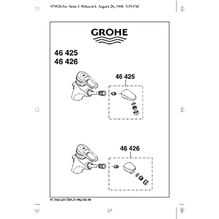 GROHE Handbrause für Europlus Waschtischbatterie, chrom, Duschinstallation – Bild 3