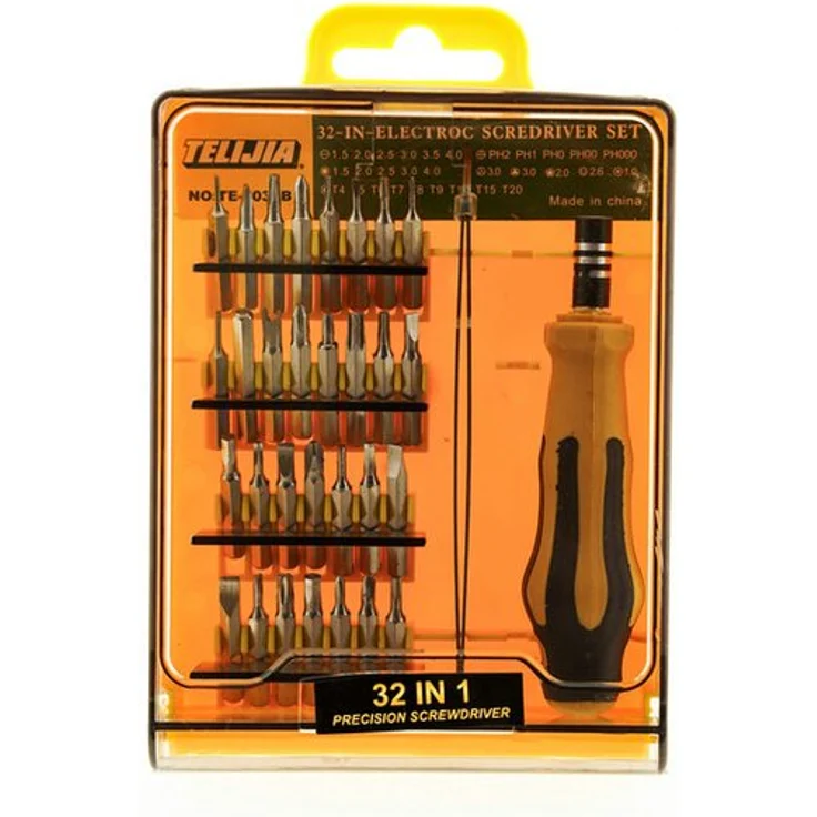 COFI 1453 Bit-Schraubendreher 32 in 1, Präzisions-Werkzeugset mit magnetischer Bithalterung für Feinarbeiten an Elektronikgeräten