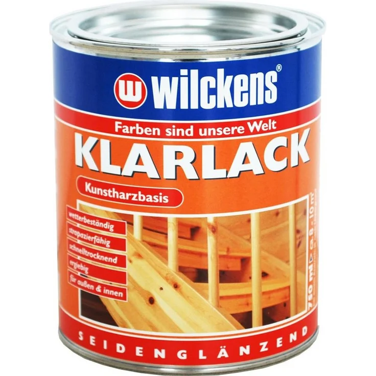 Wilckens Farben Klarlack Kunstharz Lack, seidenglänzend, wetterbeständig für Innen + Außen, 750 ml