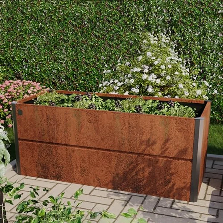 GFP PRIMEYARD 200 x 85 x 77 cm Hochbeet Nele, Cortenstahl, Rost-Optik, Wetterfester Corten Stahl, Robuste Konstruktion, Trendige Rost-Optik – Bild 2