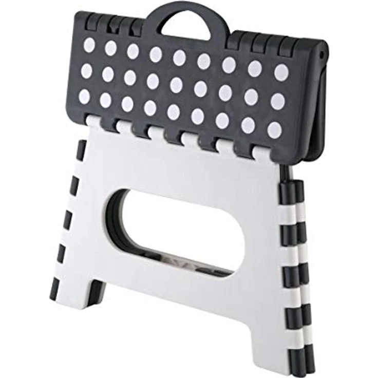 axentia Klapptritt Klapptritt, klein 235098 (1-St) mit rutschhemmender Trittfläche - Grau/Weiß/Lila, Platzsparend zusammenklappbar – Bild 5