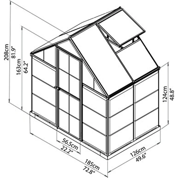 Palram HYBRID 6X4 Bundle Grün Gewächshaus,126x185x208 cm – Bild 2