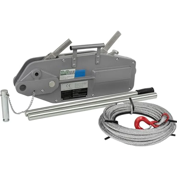 TRUTZHOLM Forstseilwinde 3200kg, 20m Spezialseil, teleskopierbare Betätigungsstange mit gummiertem Handgriff, Aluminiumgehäuse – Bild 1