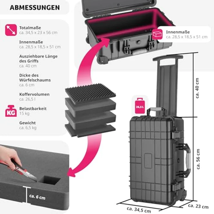 Transportkoffer rollbar mit Teleskopgriff – Bild 6
