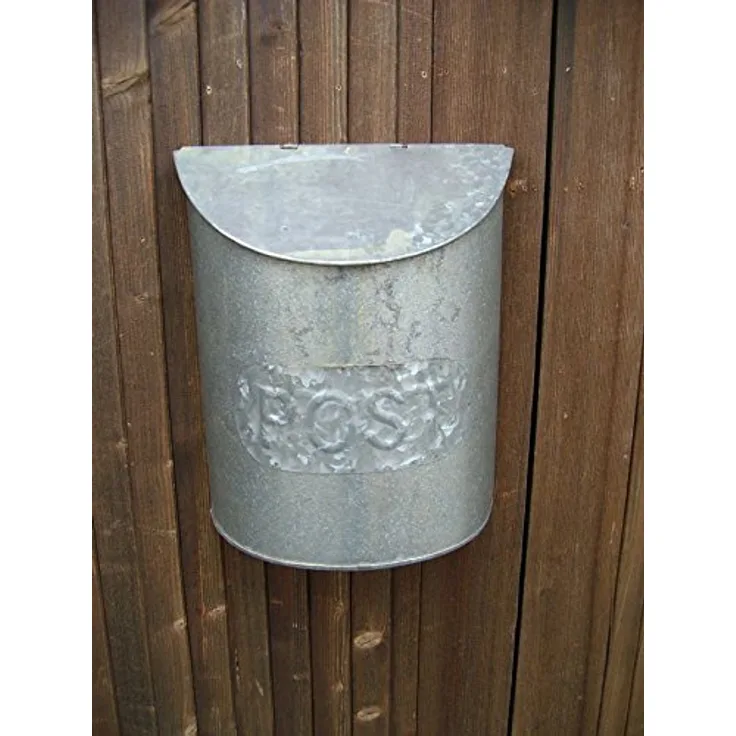 Dekorativer, praktischer Briefkasten Postkasten Eisen verzinkt grau