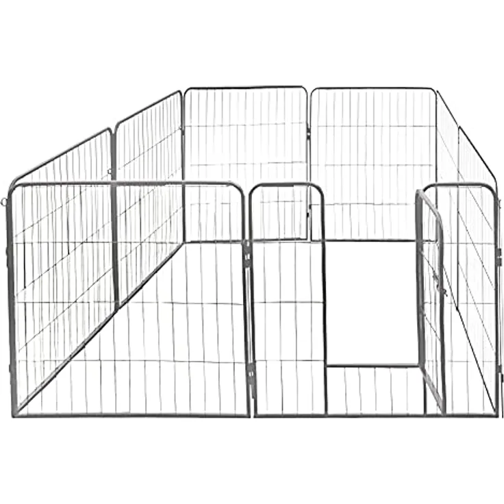 Tierlaufstall Welpenauslauf Freilaufgehege Freilauf Freigehege Auslauf Gehege Käfig Welpenzaun 80 x 80cm Silber Petigi