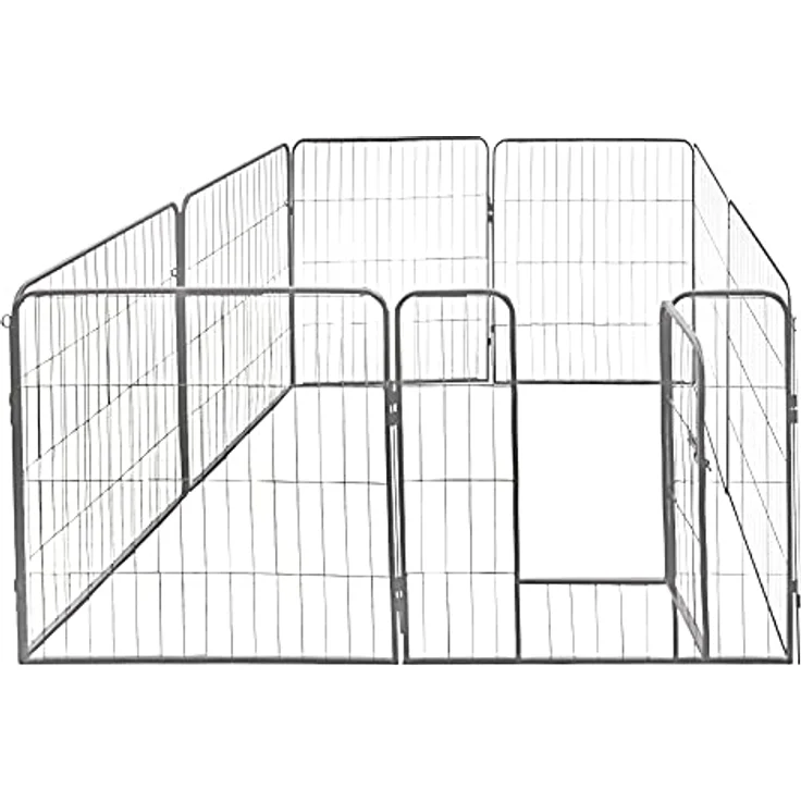 Tierlaufstall Welpenauslauf Freilaufgehege Freilauf Freigehege Auslauf Gehege Käfig Welpenzaun 80 x 80cm Silber Petigi – Bild 1
