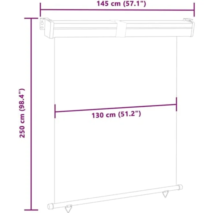vidaXL Balkon-Seitenmarkise 145x250 cm Schwarz, UV-beständig, reißfest, Wand- und Deckenmontage – Bild 9