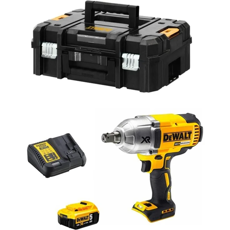 Dewalt DCF899P1T, Schlagschrauber mit 950 Nm Drehmoment, 2.400 Schläge/Minute, inkl. 1 x 5,0 Ah Akku und DCB115 Ladegerät, tstak ii