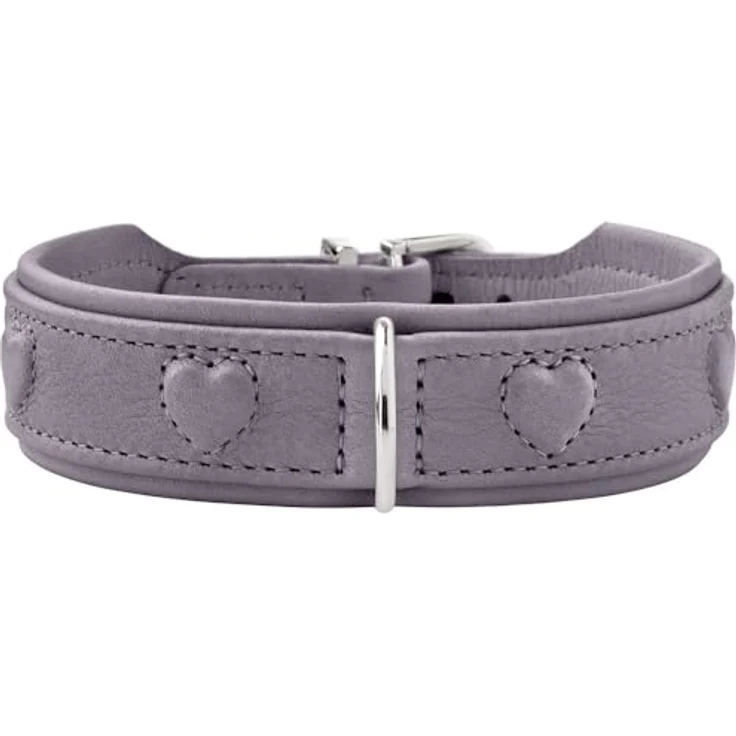 HUNTER Hundehalsband SOHO X Love, Flieder-grau, Rindsleder, weich & gepolstert, für kleine Hunde & Welpen, Made in Germany, Größe 37 – Bild 1