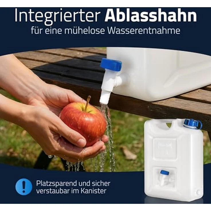 Wasserkanister 22l HD-PE stapelbar,m.Auslaufhahn H495xB350xT165mm HÜNERSDORFF – Bild 5