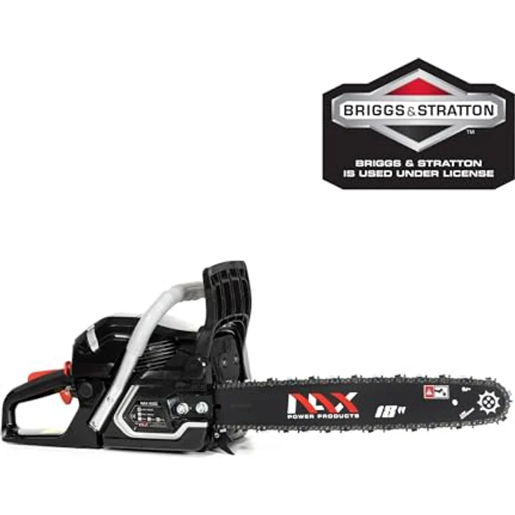 NAX POWER PRODUCTS 400C Motor 51,5 cm3 1,8kW Führungsschiene 18'' 45cm Anti-Rückschlag-System Low Kickback Briggs & Stratton Lizenzware Benzin-Säge Kettensäge, Schwarz – Bild 6