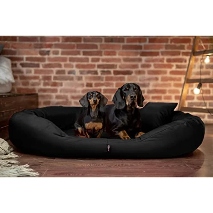 tierlando® Orthopädisches Hundebett Sammy | Robuster Polyester | Dicke Umrandung | L - XXXXL Hundesofa Gr. XXL 140 cm Schwarz – Bild 2