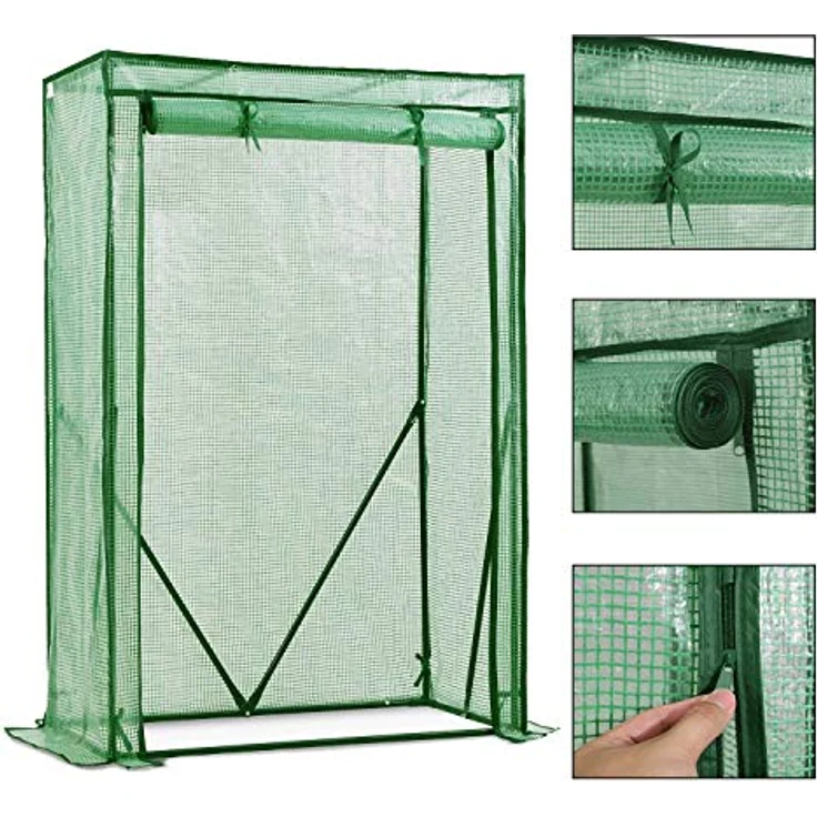 Sekey Tomatenhaus Stabil Gewächshaus Klein Foliengewächshaus Platzsparend Tomatengewächshaus Folie Garten Balkon 100 x 50 x 150 cm, Grün – Bild 2