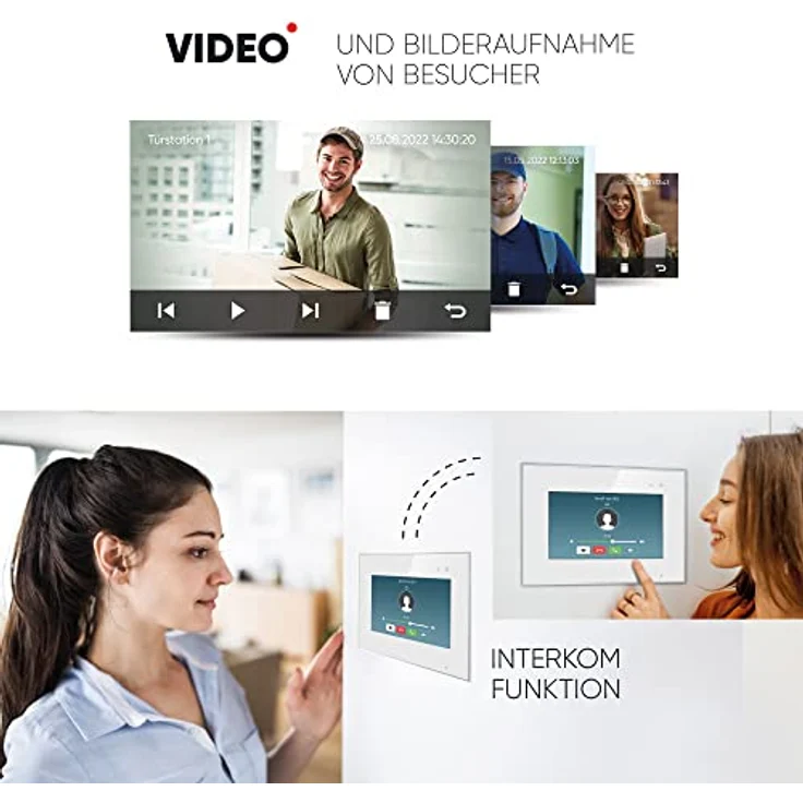 Balter EVO HD Video-Türsprechanlage, 7 Zoll Monitor, Fingerprint & RFID, Full HD Kamera 175° Ultraweitwinkel, Komplettset 6-tlg. – Bild 6