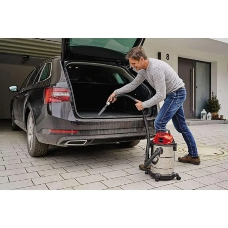 Einhell Nass-Trockensauger TC-VC 1820 S (1250 W, 20 L, Blasanschluss, Zubehörhalterung, inkl. Kombidüse Nass--Trockensaugen, Fugendüse, Plastikschlauch 1,5m, 3tlg. Plastikrohr, Schaumstofffilter) Beutel - beutellos 20 Liter – Bild 3