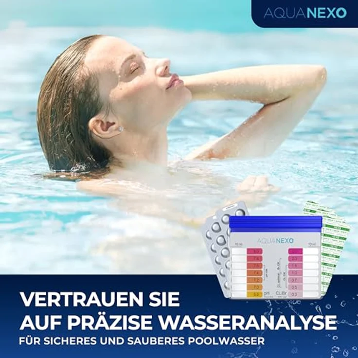 Aquanexo Pool Schütteltester pH und Chlor, Komplett-Set mit 60 Testtabletten für präzise Wasseranalyse – Bild 7