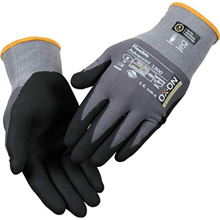 OX-ON Flexible Advanced 1900 Nitril Montagehandschuhe, langlebig und touchscreenfähig, Super Passform (12/3XL) in Schwarz – Bild 5