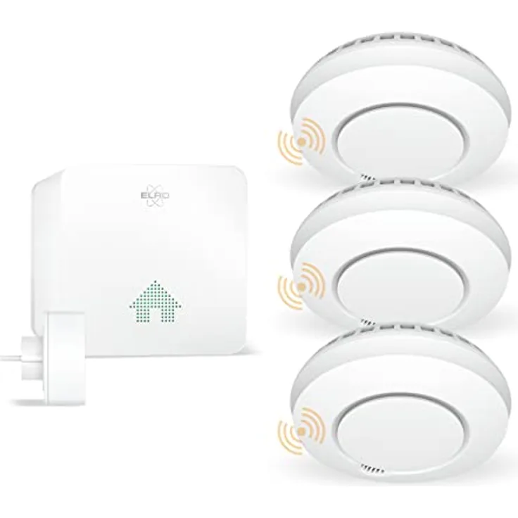 ELRO Connects SF500S Rauchmelder Kit - Komplettes Set K2 Connector + 3X Funk Rauchmelder Kit - Warnt per Smartphone - nach EN14604