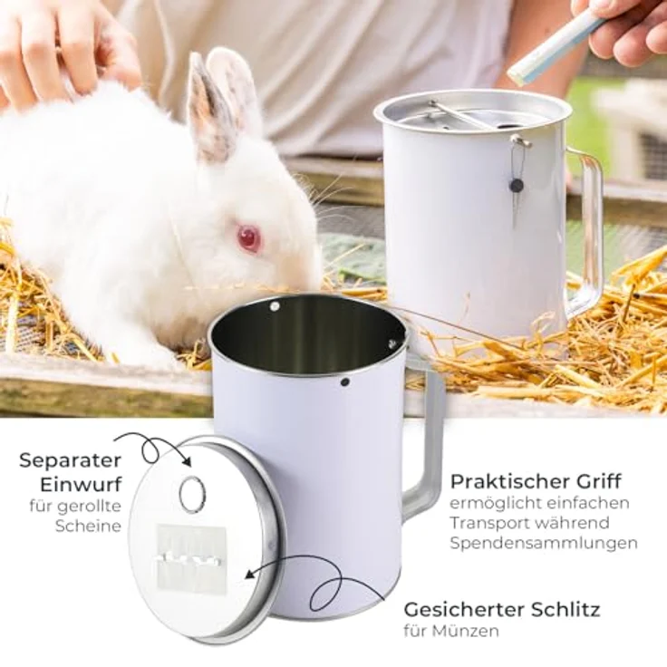 48000-07 Spendendose mit Griff, Spendenbüchse, Sammelbüchse, 14,5 x 10 cm, lichtgrau - HMF – Bild 4