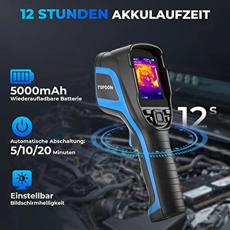 TOPDON TC004 Wärmebildkamera, 320x240 TISR Auflösung, Videoaufzeichnung, 12 Stunden Akkulaufzeit, Temperaturbereich –20°C bis +350°C, inklusive 16GB SD-Karte – Bild 5