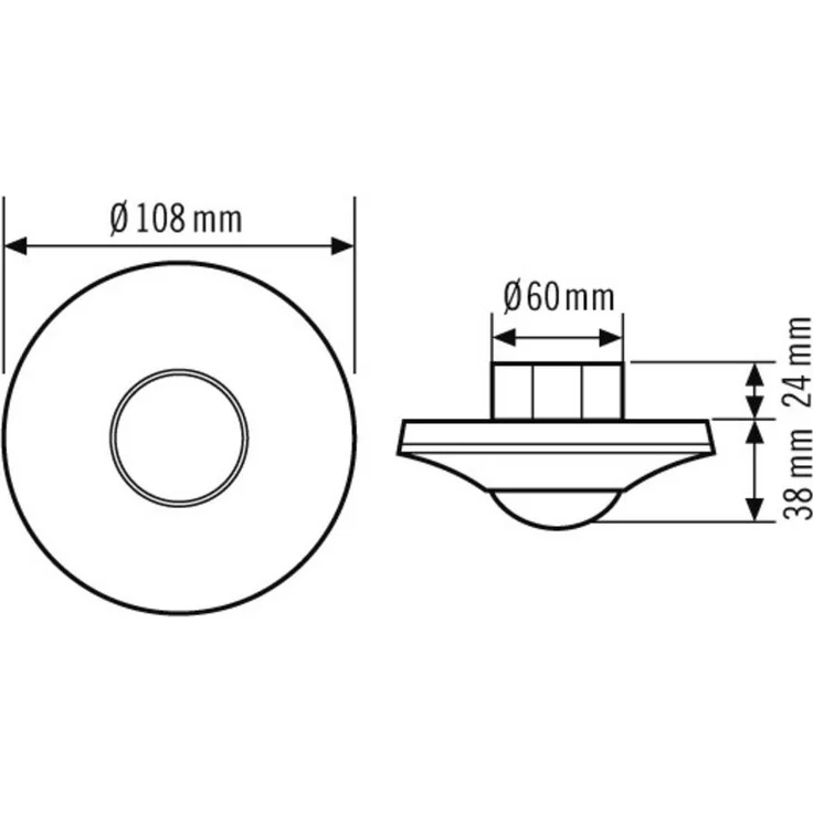 ESYLUX EP10427534, Decken-Präsenzmelder mit 360° Erfassungsbereich und KNX-Anschluss, Schwarz