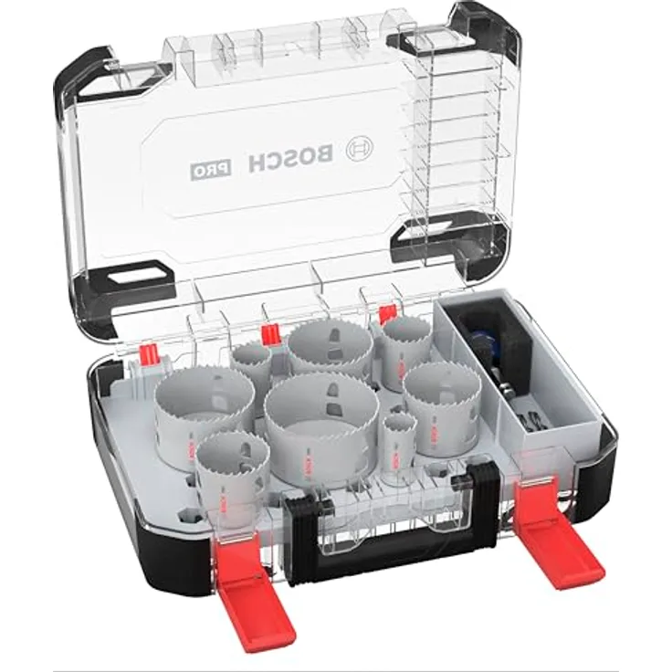 Bosch 11x PRO Multi Material Power Change Plus Lochsäge-Set – Transparentes Etui (für Weichholz, Trockenbauwand, Professional Zubehör Bohrmaschine/Schrauber)