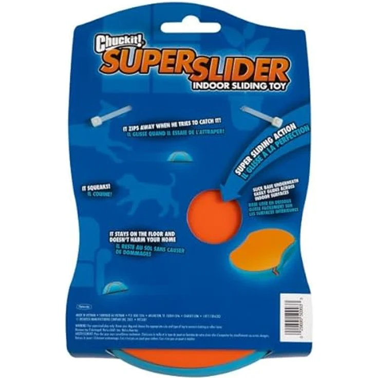 Chuckit! Super Slider Hundespielzeug zum Selbstabholen, quietschendes Spielzeug für den Innenbereich, gleitet harmlos auf den meisten Oberflächen im Innenbereich, blau – Bild 2