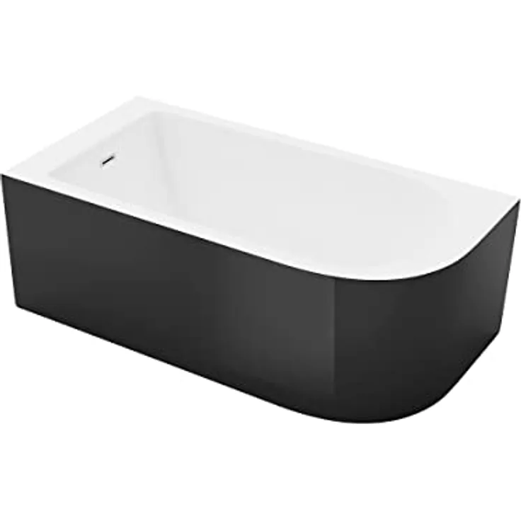 Vente-unique Eckbadewanne 240L 170 x 75 x 58 cm Ecke Links Schwarz matt AKINA