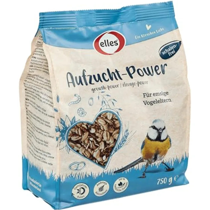 Elles Aufzucht-Power 750g | Premium Wildvogelfutter | Optimale für Brut & Aufzuchtzeit | 100% natürliche Zutaten, Energie- & Vitaminreich | Schalenfrei und Ambrosia kontrolliert