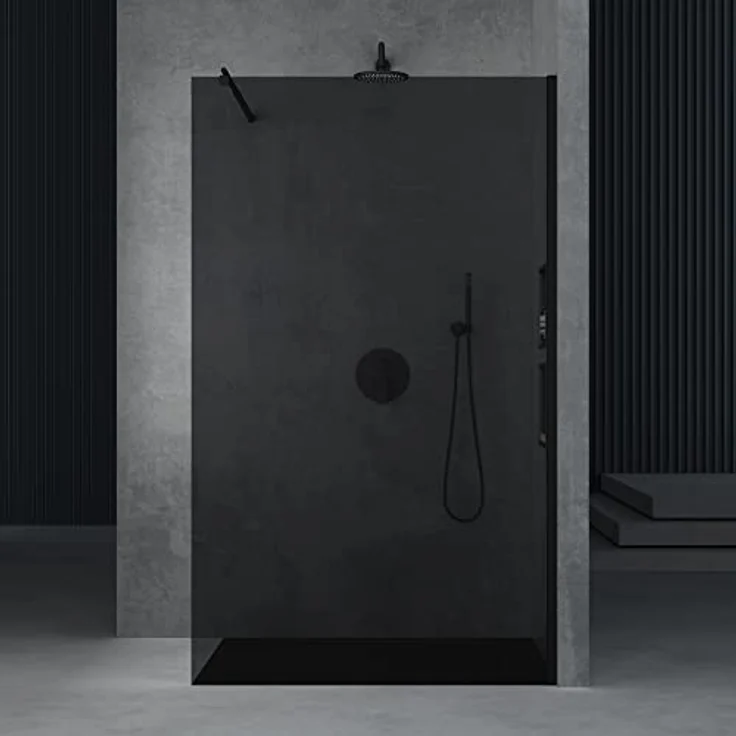 Mai & Mai Duschwand Bremen Schwarz Profil Glas Nano-Glas, 8mm ESG-Sicherheitsglas, variabler Wandabstand 70-120cm – Bild 2