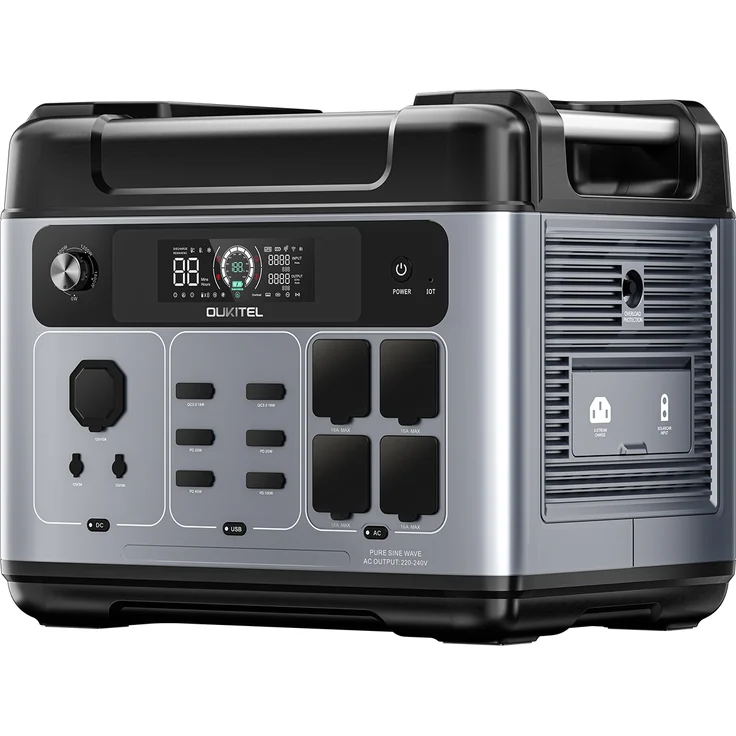 OUKITEL P2001 Plus Tragbares Netzteil, 2400W AC-Ausgang, 2048Wh, Smart App Control, LiFePO4-Batterie, spritzwassergeschützt, mit neuem Vision-LCD-Display