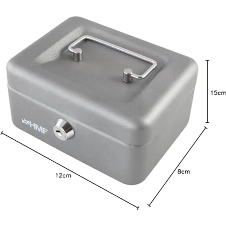 HMF Geldkassette abschließbar, Kasse mit 6 Münzfächern, 15 x 12 x 8 cm, Silber, aus stabilem Stahlblech mit kratzfester Pulverbeschichtung – Bild 3