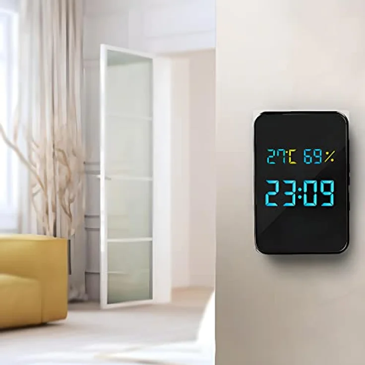 Retoo Funkklingel Aussen Wasserdicht 4 in 1 Multifunktional Türklingel mit Thermometer Hygrometer und Uhr 38 Melodien IP44 Batterielose Set – Bild 2