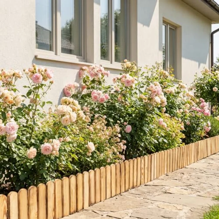 Garronda Rasenkante Beeteinfassung aus gebranntem Kiefernholz, 200x40 cm, flexible Montage und natürliche Beetbegrenzung – Bild 5