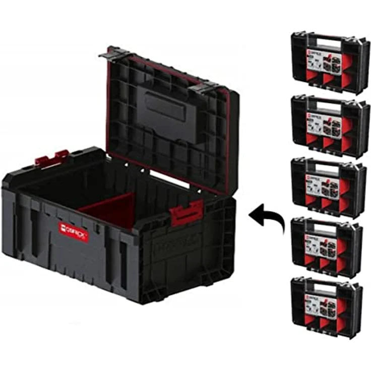 Qbrick System Pro Toolbox 2.0, modularer Werkzeugkoffer mit 5 Teilen, staub- und wasserfest, flexible Trennwände, ergonomischer Griff, Polycarbonatabdeckung – Bild 1