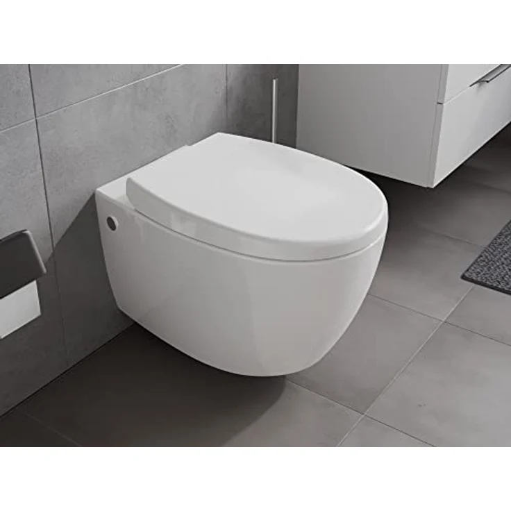 Aqua Bagno | Spülrandloses Hänge-WC mit Softclose Sitz aus Duroplast, weiße Keramik Toilette, Tiefspüler | 51 cm lang – Bild 3